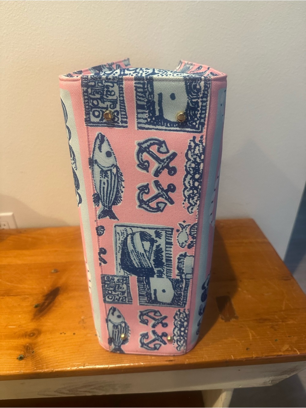 Lilly Pulitzer Pink Nantucket Canvas Tote with Bamboo Handles - Picture 5 of 5